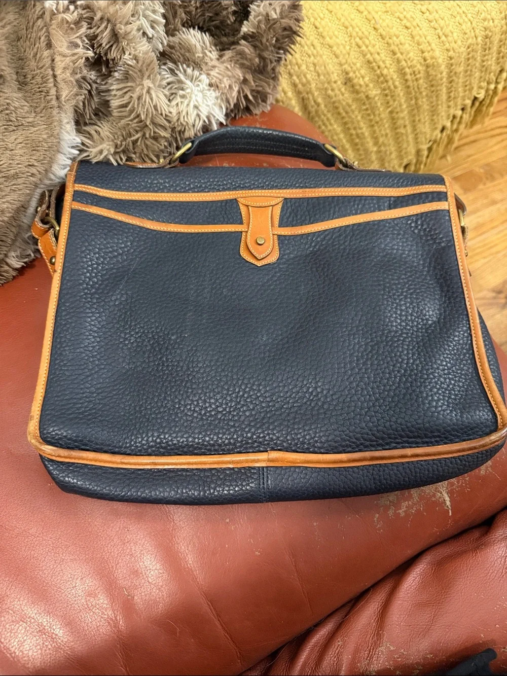 Dooney & Bourke Black and Tan Leather Briefcase Messenger